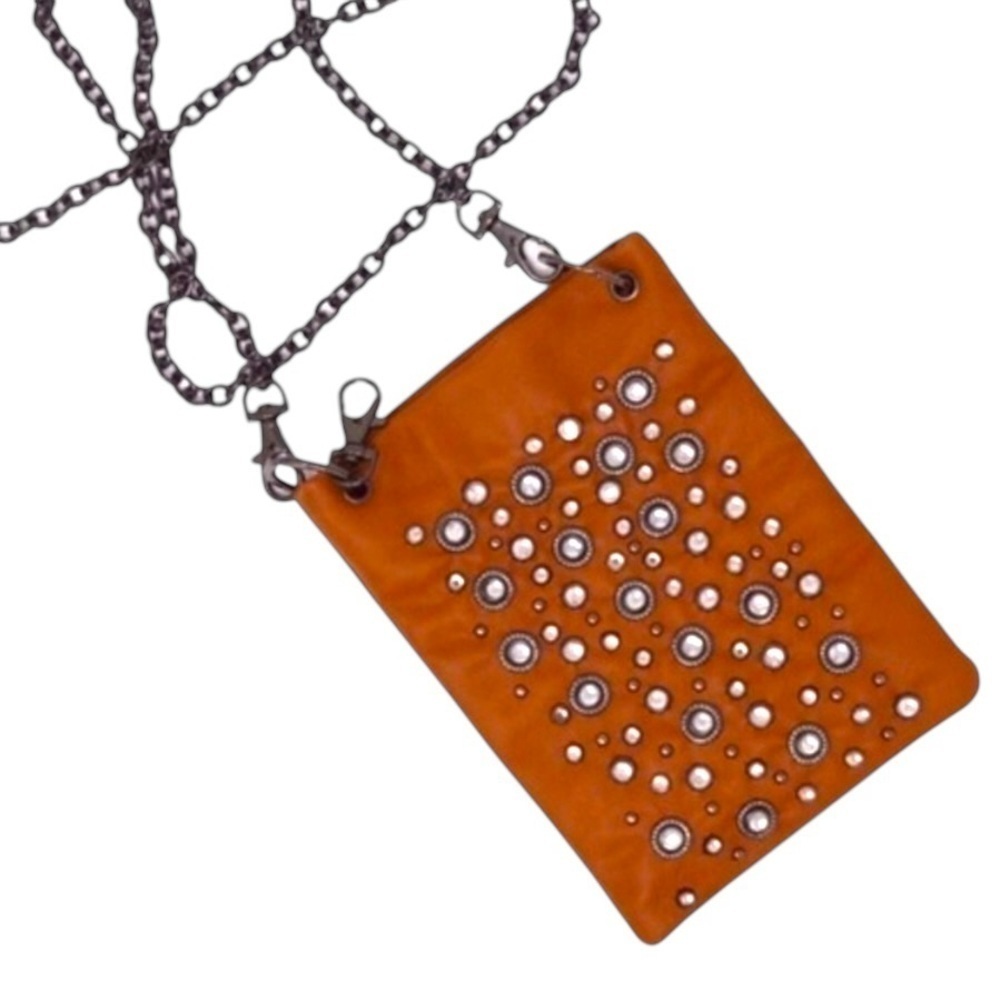 Soft Leather Jewel Embellished Crossbody‎ Bag with Chain Strap
